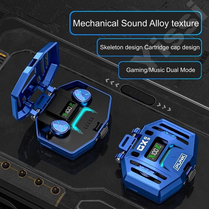 New Punk Mecha Design Bt 5.3 Auricular DX-03 TWS Gaming Fone Wireless Earphone Low Latency Earbuds In Ear Headphones