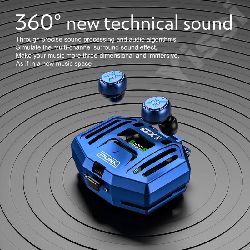 New Punk Mecha Design Bt 5.3 Auricular DX-03 TWS Gaming Fone Wireless Earphone Low Latency Earbuds In Ear Headphones
