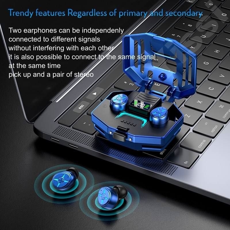 New Punk Mecha Design Bt 5.3 Auricular DX-03 TWS Gaming Fone Wireless Earphone Low Latency Earbuds In Ear Headphones
