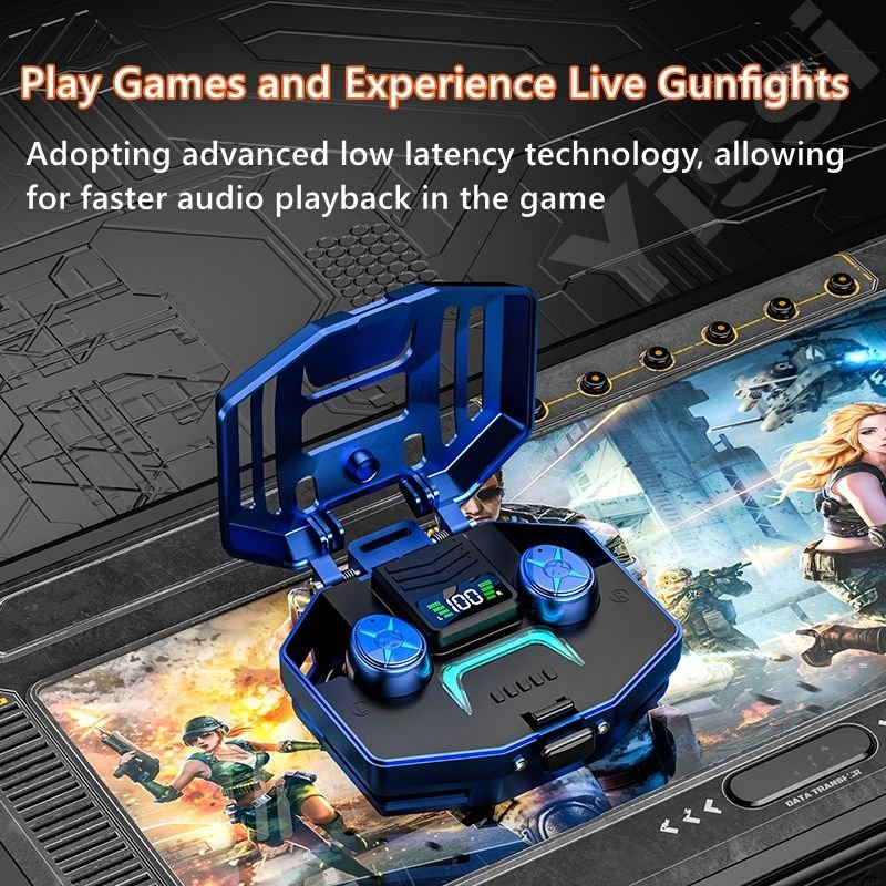 New Punk Mecha Design Bt 5.3 Auricular DX-03 TWS Gaming Fone Wireless Earphone Low Latency Earbuds In Ear Headphones