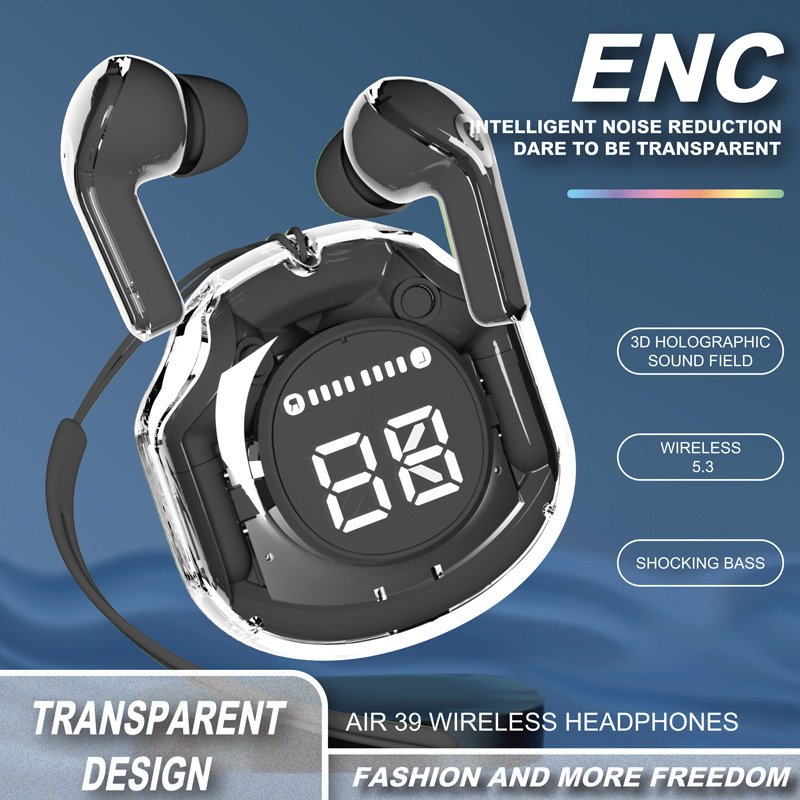 Air 39 Transparent ENC Intelligent Noise Reduction Wireless TWS Earbuds Mini Sport Stereo Earphone Headphone Enc Headset