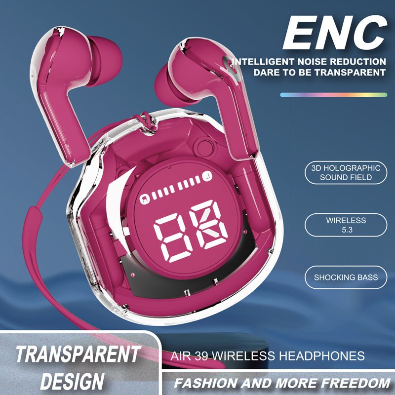 Air 39 Transparent ENC Intelligent Noise Reduction Wireless TWS Earbuds Mini Sport Stereo Earphone Headphone Enc Headset