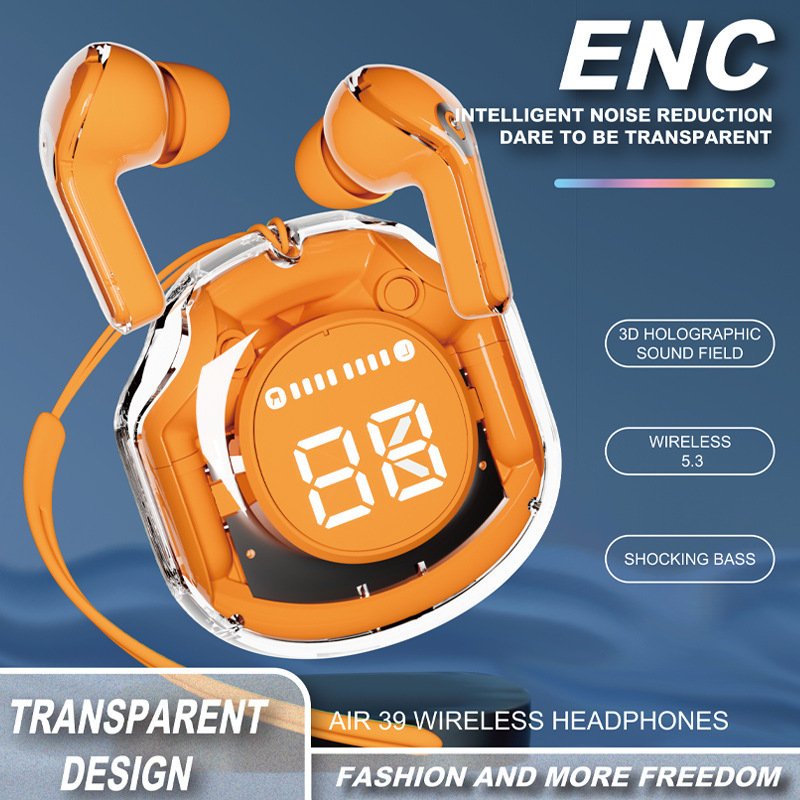Air 39 Transparent ENC Intelligent Noise Reduction Wireless TWS Earbuds Mini Sport Stereo Earphone Headphone Enc Headset