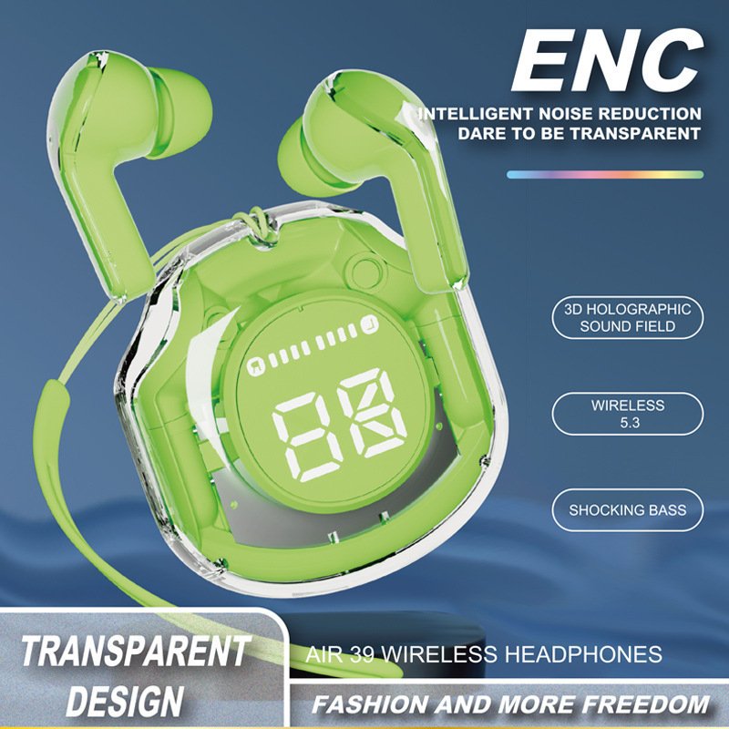 Air 39 Transparent ENC Intelligent Noise Reduction Wireless TWS Earbuds Mini Sport Stereo Earphone Headphone Enc Headset