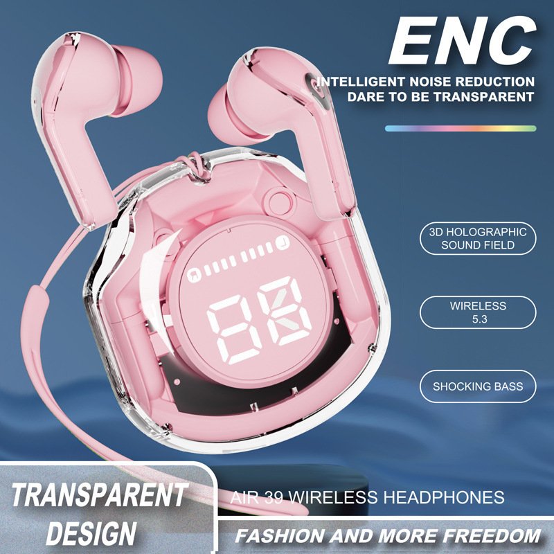 Air 39 Transparent ENC Intelligent Noise Reduction Wireless TWS Earbuds Mini Sport Stereo Earphone Headphone Enc Headset
