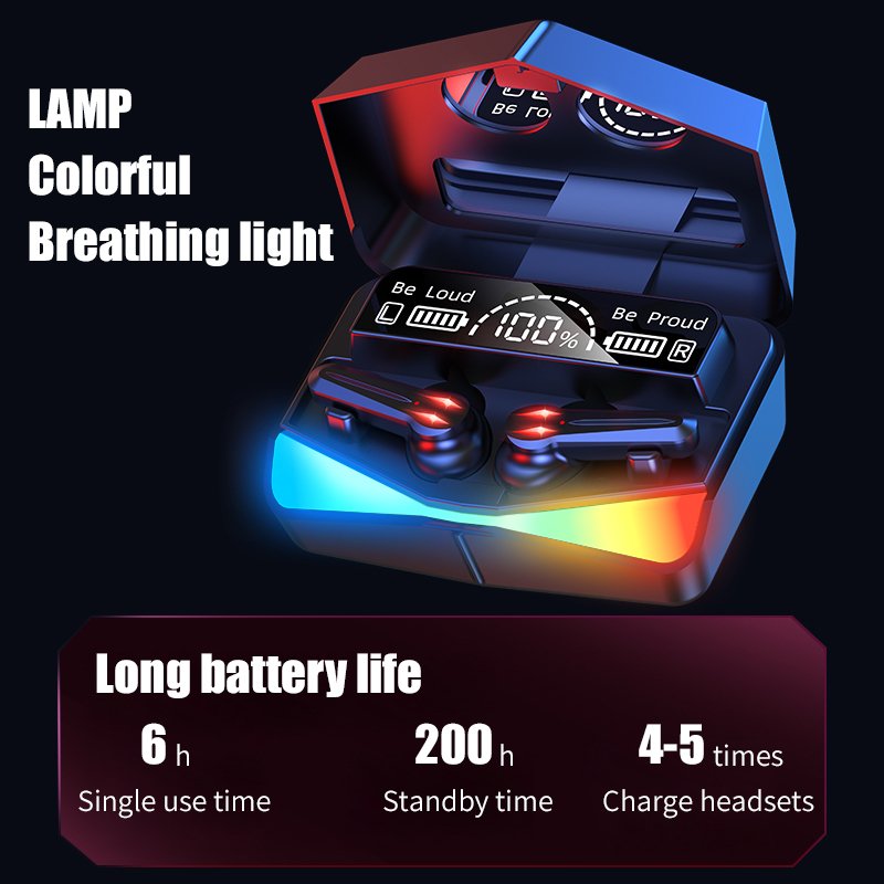 M28 Gaming Headsets TWS Earphone with Mic Low Latency 9D Stereo Wireless Headphone LED Display Sports Earbuds