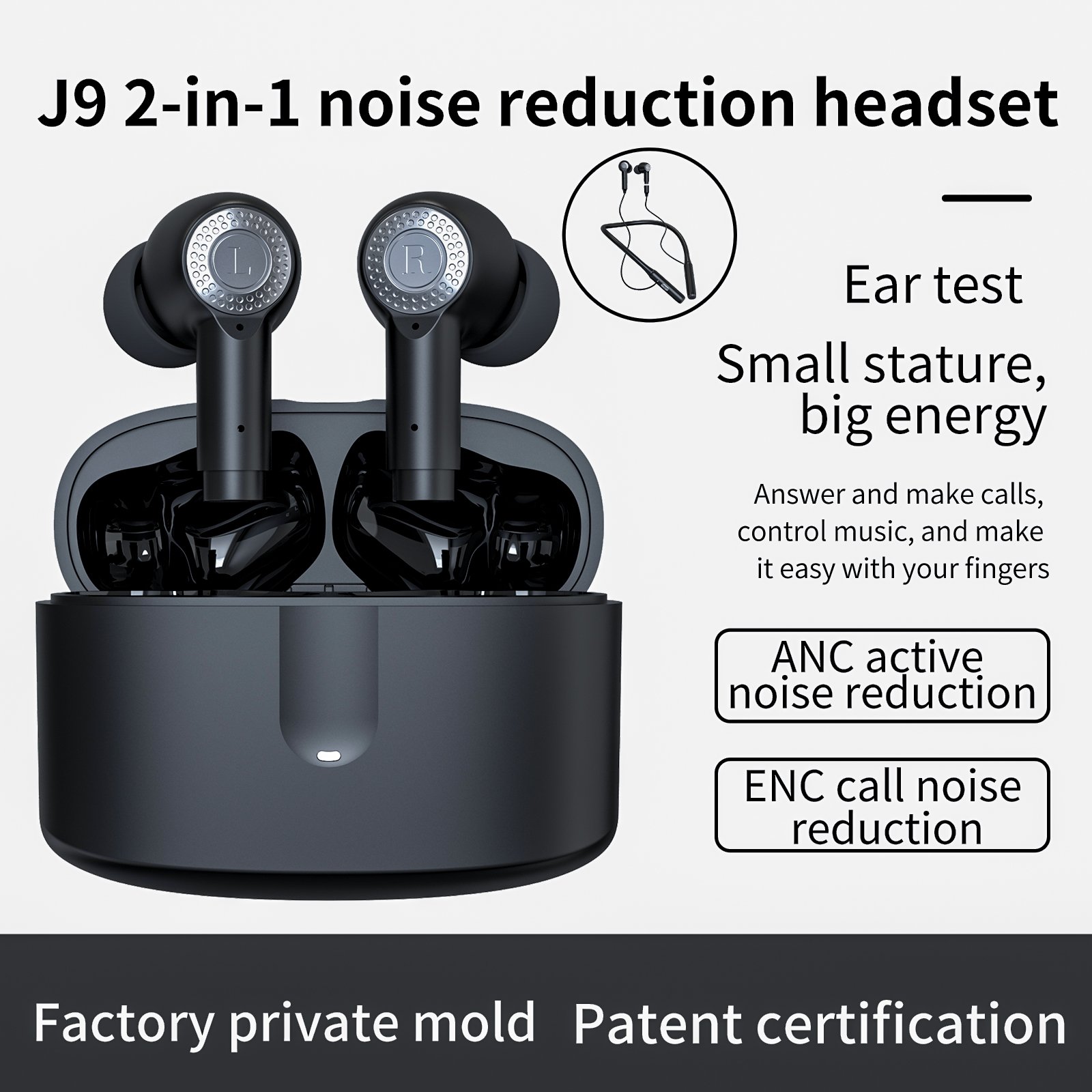 ROCXF J9 wireless earbuds stereo noise cancelling gaming in-ear headphones headset gaming sports tws bluetooth earphone earbuds