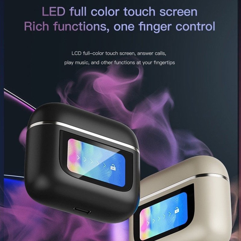 JL TWS Earbuds Smart LCD Touch Screen Wireless Bluetooth Stereo ANC Noise Cancelling In-Ear Digital Display Earphones