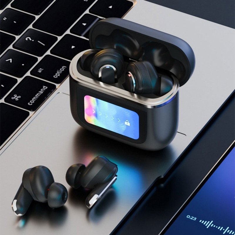 JL TWS Earbuds Smart LCD Touch Screen Wireless Bluetooth Stereo ANC Noise Cancelling In-Ear Digital Display Earphones