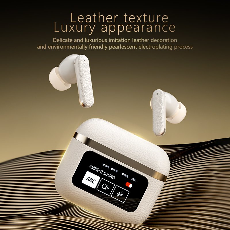 2024 Private Model Earbud with Touch Screen 4Mic ANC ENC Noise Cancelling TWS Earphones BT5.4 Hifi Sound Factory Support OEM ODM