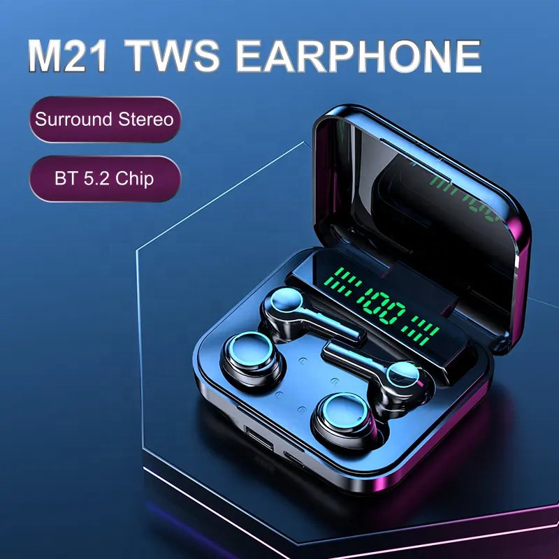 2024 New Design Audifonos M21TWS Couple Earphones Hifi Wireless Headphone Earbuds In-ear Earphone With Power Bank