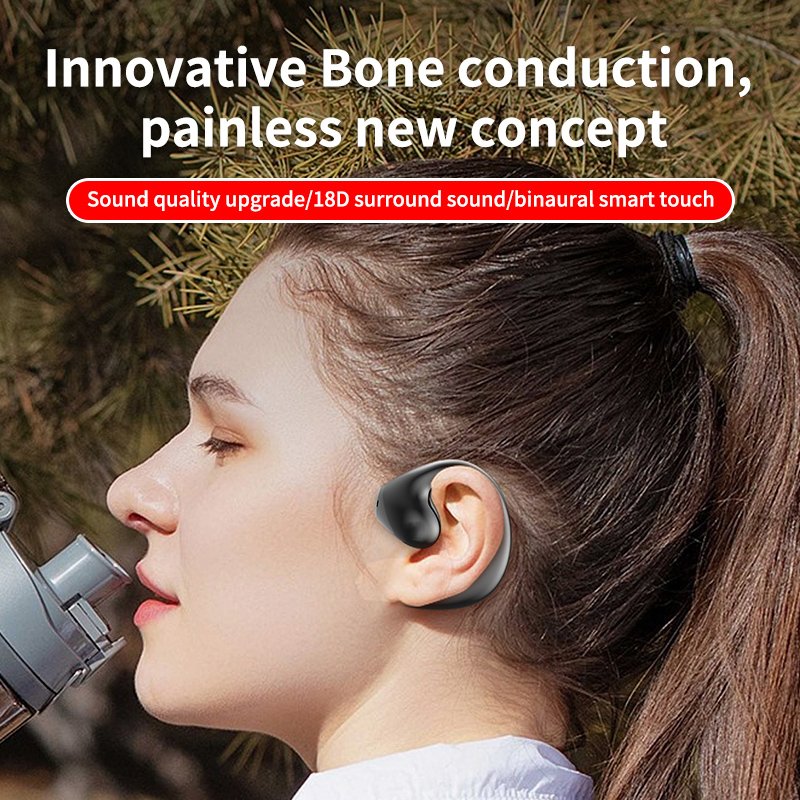 JR02 Bluetooth 5.3 Earphones Bone Conduction TWS Wireless Waterproof Headphones Earring Ear Hook With Mic Headset Sports Earbuds