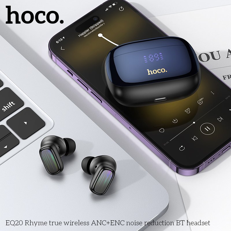 HOCO EQ20 ANC+ENC Bluetooth5.4 earbuds Wireless earphones In ear Sport stereo headset with LED digital Power display phone call