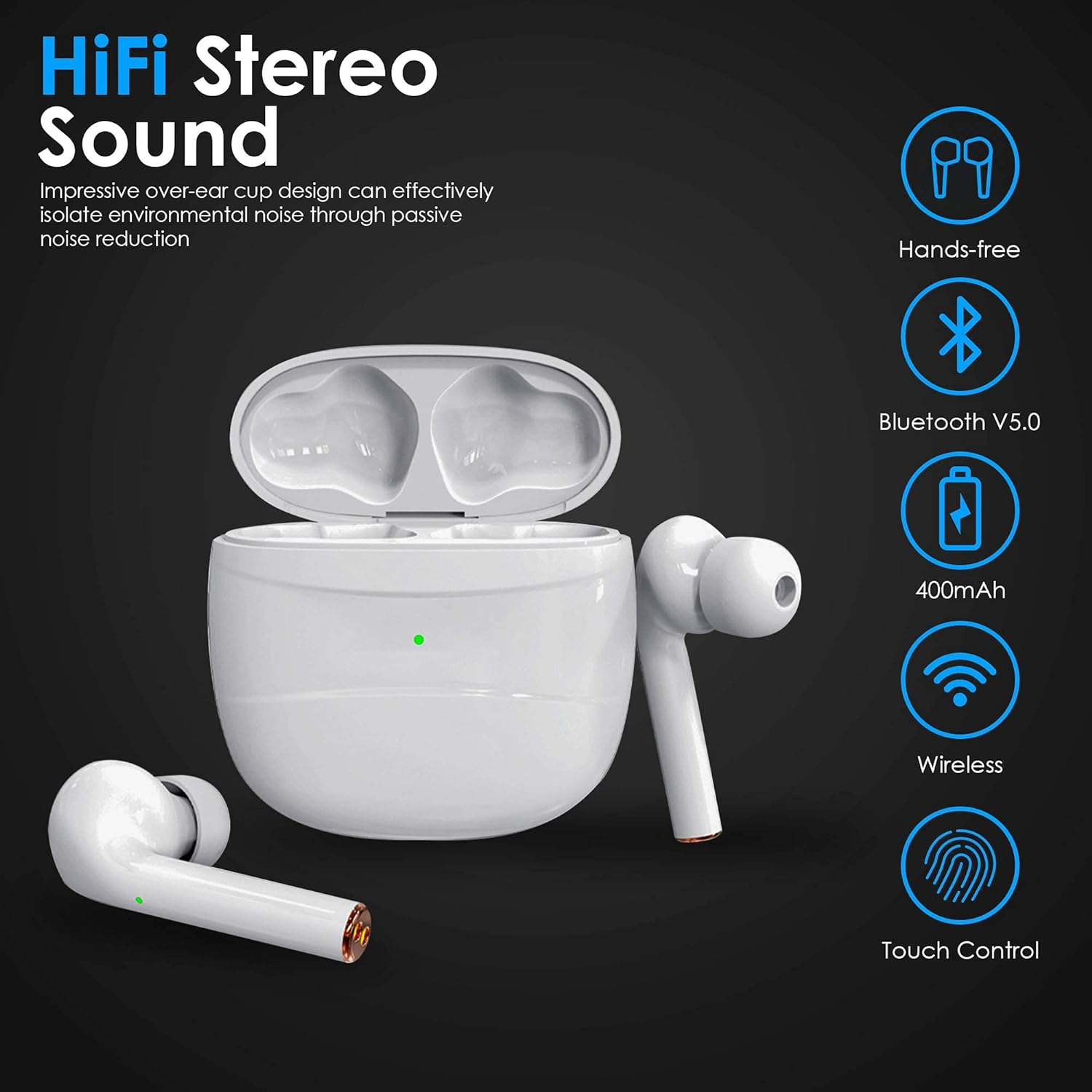 J3 V5.0 Original Quality Dolby Sound Wireless Earbuds In-Ear Physical Noise Cancelling Earphones with LED Display