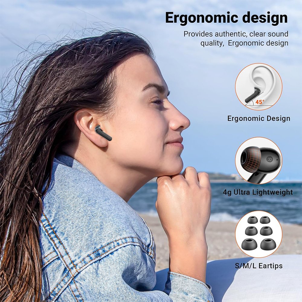 Amazons Best Seller ANC ENC Dual Mics Cancelling Earbuds 400mAh High Battery TWS Earphones Gaming In-Ear Headphones