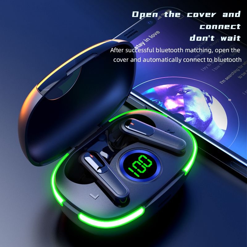 TWS Pro80 LED Breathing Light Wireless Earbuds Good Bass Sound Headset Gaming In-ear Earphone & Headphones