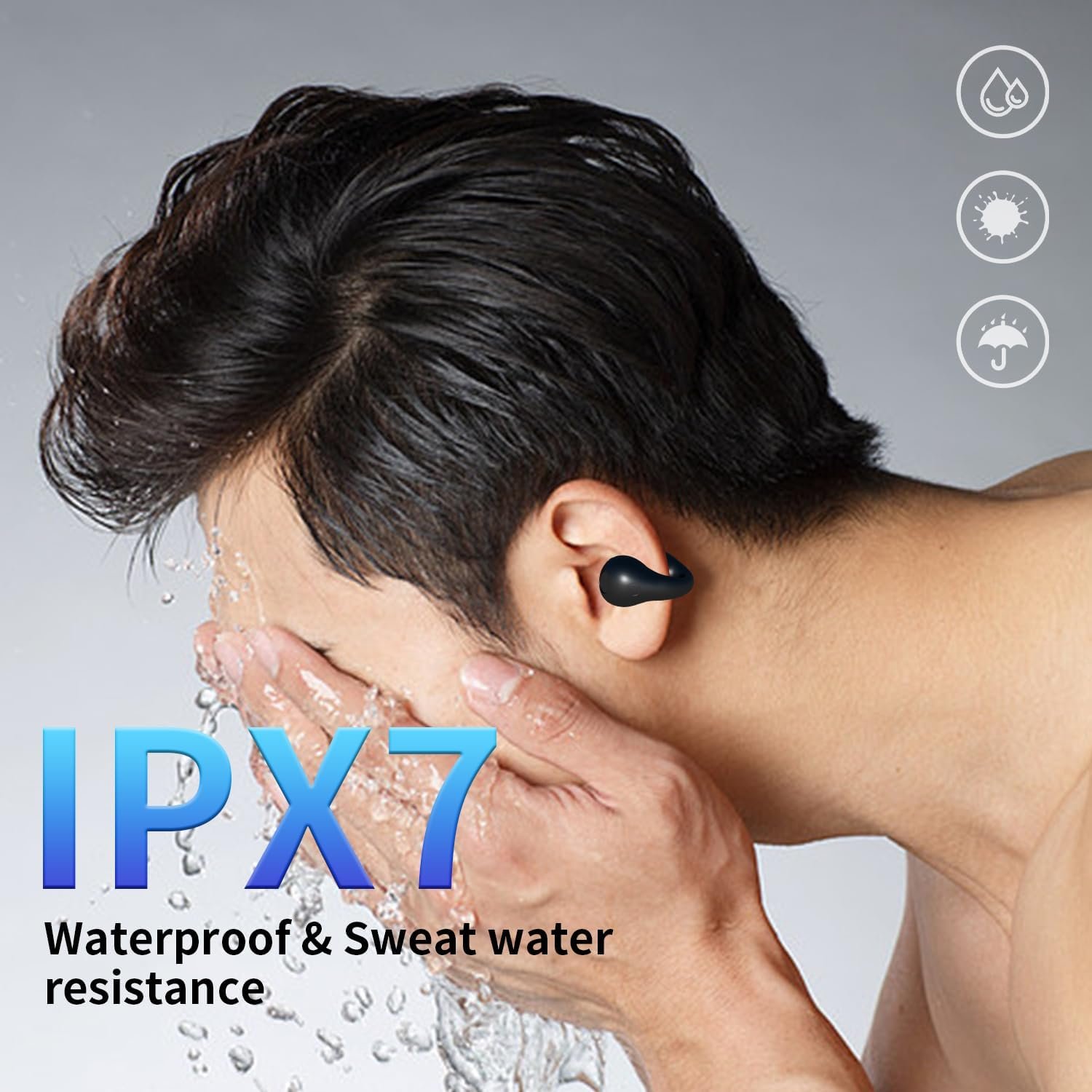 Open Earbone Conduction Earphones 5.3 Wireless Open Clip Earbuds Built in Mic with Earhook Sports Earphones IPX7