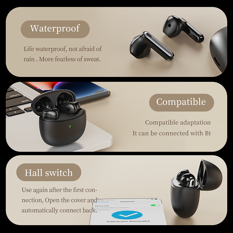 Noise Cancelling TWS Wireless Earbuds Wireless Earphones In-Ear Sports Earbuds Headphones Bluetooth HiFi Sound Earbuds