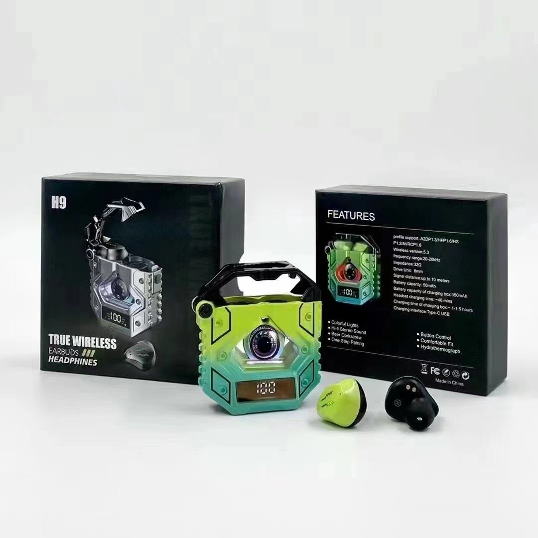 H9 TWS Earbuds ENC Noise Reduction Low Latency In-ear Gaming Heavy Metal Bass Long Standby RGB Game Earphone H9 HIFI Headphone