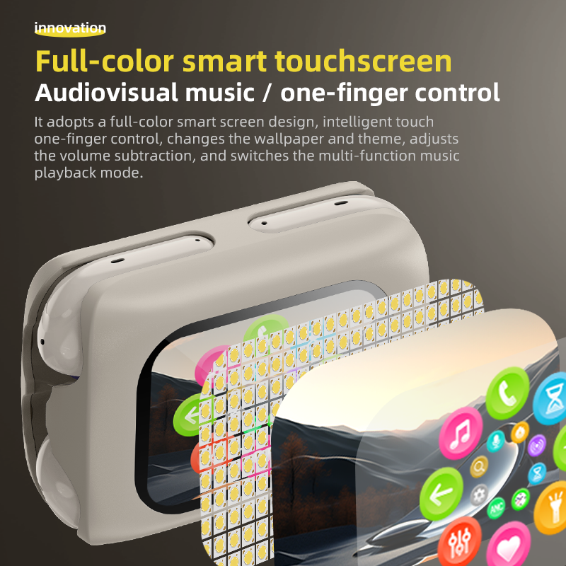 2 in 1 Touch screen BT v5.4 TWS ANC ENC 2024 Earphone HIFI Headphone Noise cancelling True Wireless Earbuds with touch screen