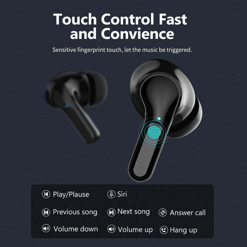 i17 Earphone Headphone Wireless Noise Cancelling Earbuds Built-in Microphone IPX5-6 Rating Sweat Resistant Earphones Headset