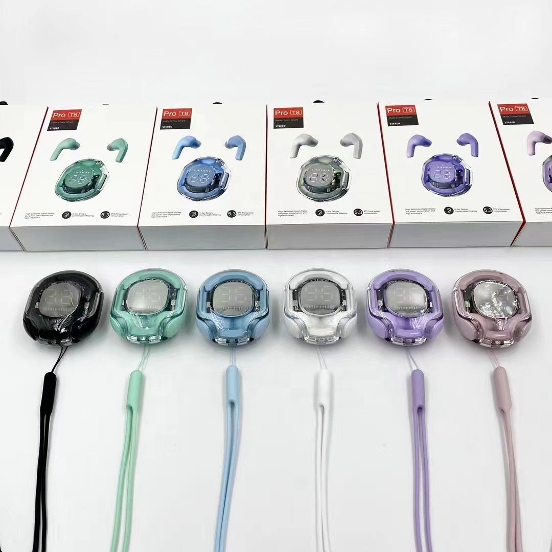 PRO T8 Headphone In-Ear Lanyard Headset Auriculares Audifonos Wireless Earbuds Pro t8 Noise Cancelling 2024 TWS Gaming Earphones