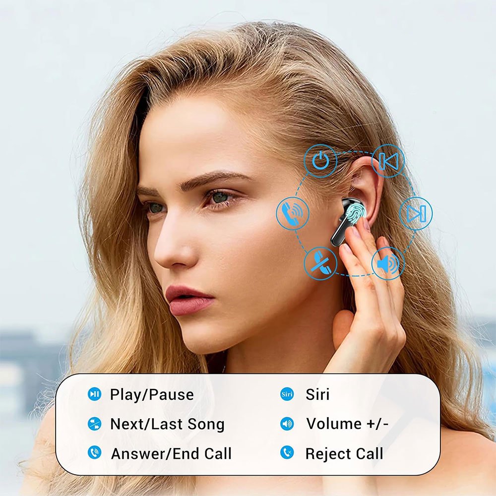 HiFi Stereo Wireless Earbuds TWS ENC Noise Cancelling Headphones Earphones LED Display Sports Earphones