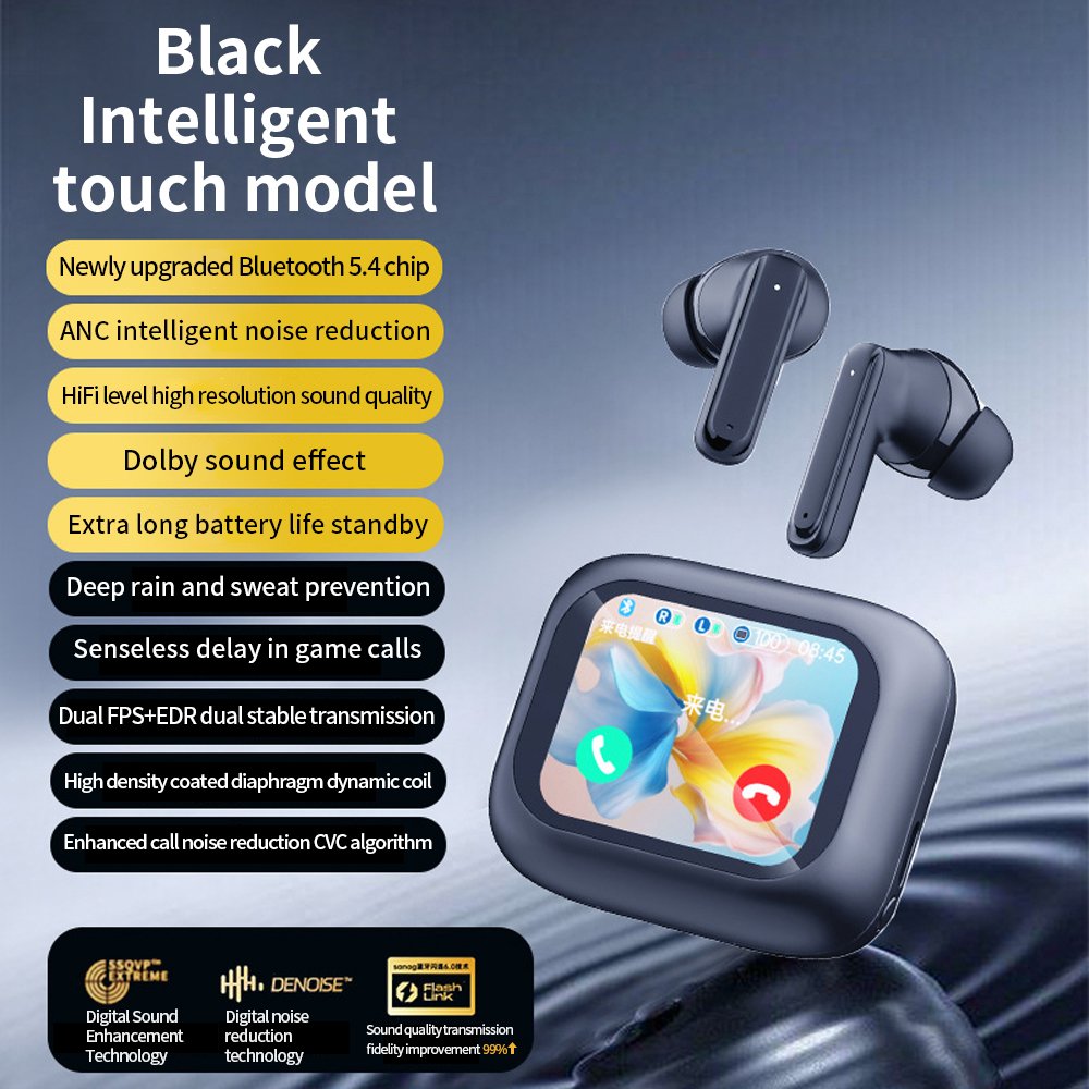 2024 Tour Pro 2 hifi Stereo ANC ENC Noise Cancelling fast charge Wireless T9 earphone earbuds with Smart LCD touch screen