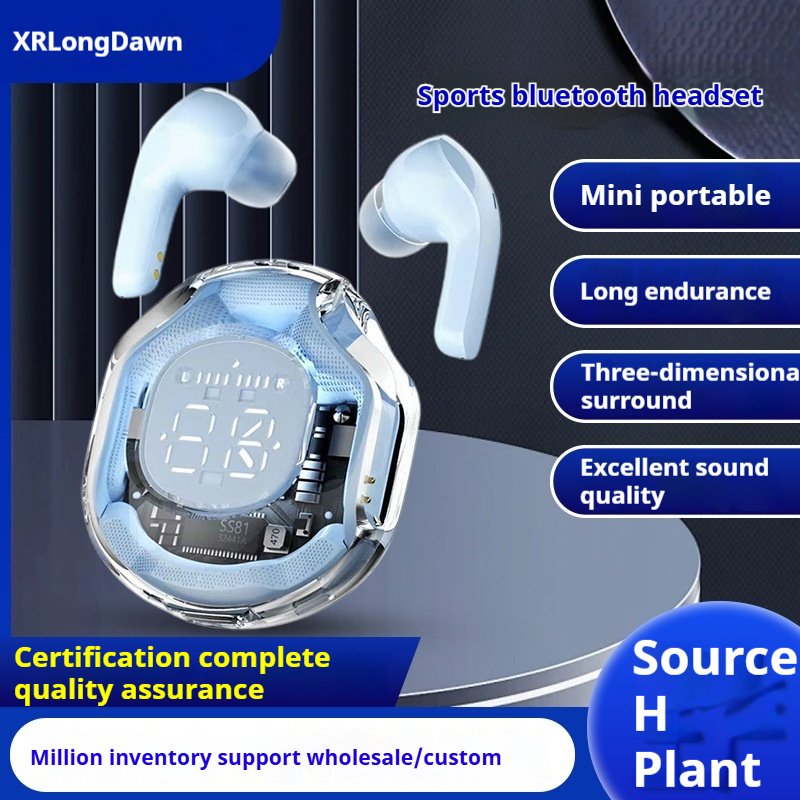 2024 The new hot transparent wireless portable headphones in-ear long life high-quality sports noise cancelling headphones TWS