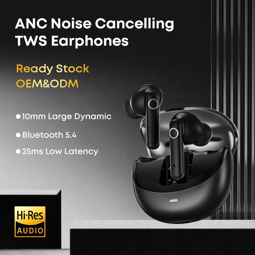 OEM/ODM Portable ANC+ENC Auriculares Bluetooth 5.4 Earphone Tws Headphone Mini Low latency Noise Cancelling Wireless Earbuds
