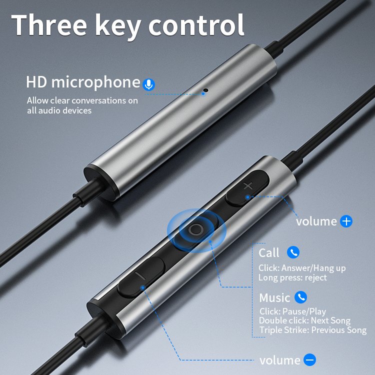New In-Ear USB Wired Headset with Microphone Noise Cancelling Gaming Magnetic Earphones Hi-Fi Wired Earbuds for PC Computer