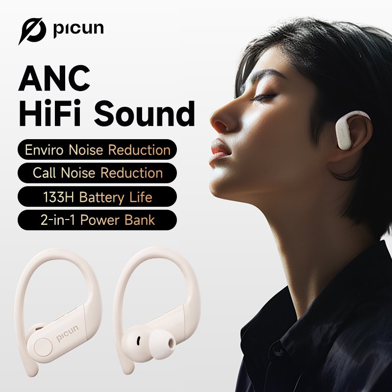 Picun A5 Ear Hook Wireless Earphone Noise Cancelling TWS Hands Free Bluetooth Headphones