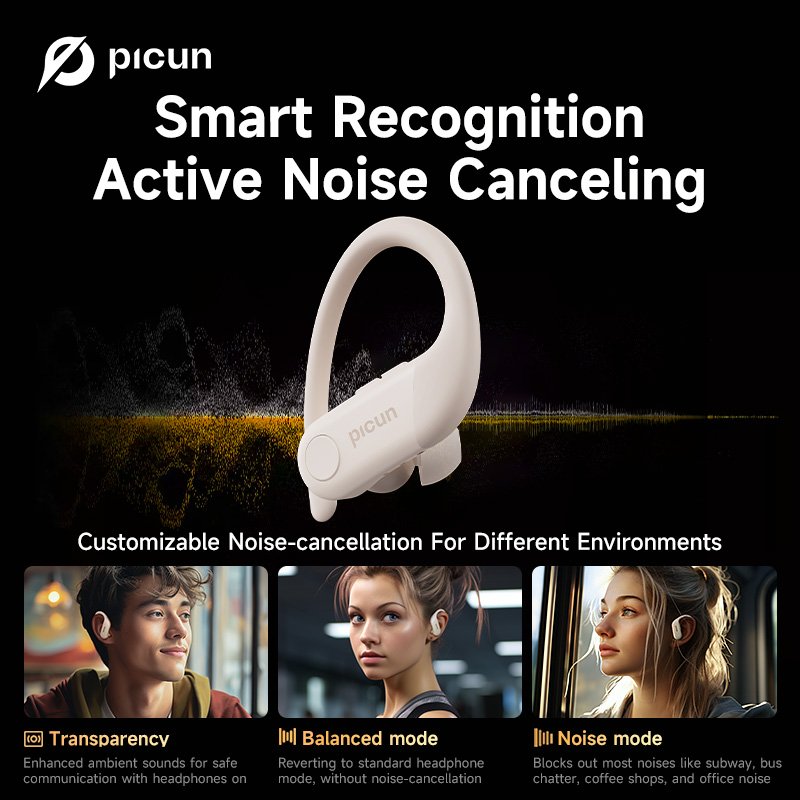 Picun A5 Ear Hook Wireless Earphone Noise Cancelling TWS Hands Free Bluetooth Headphones