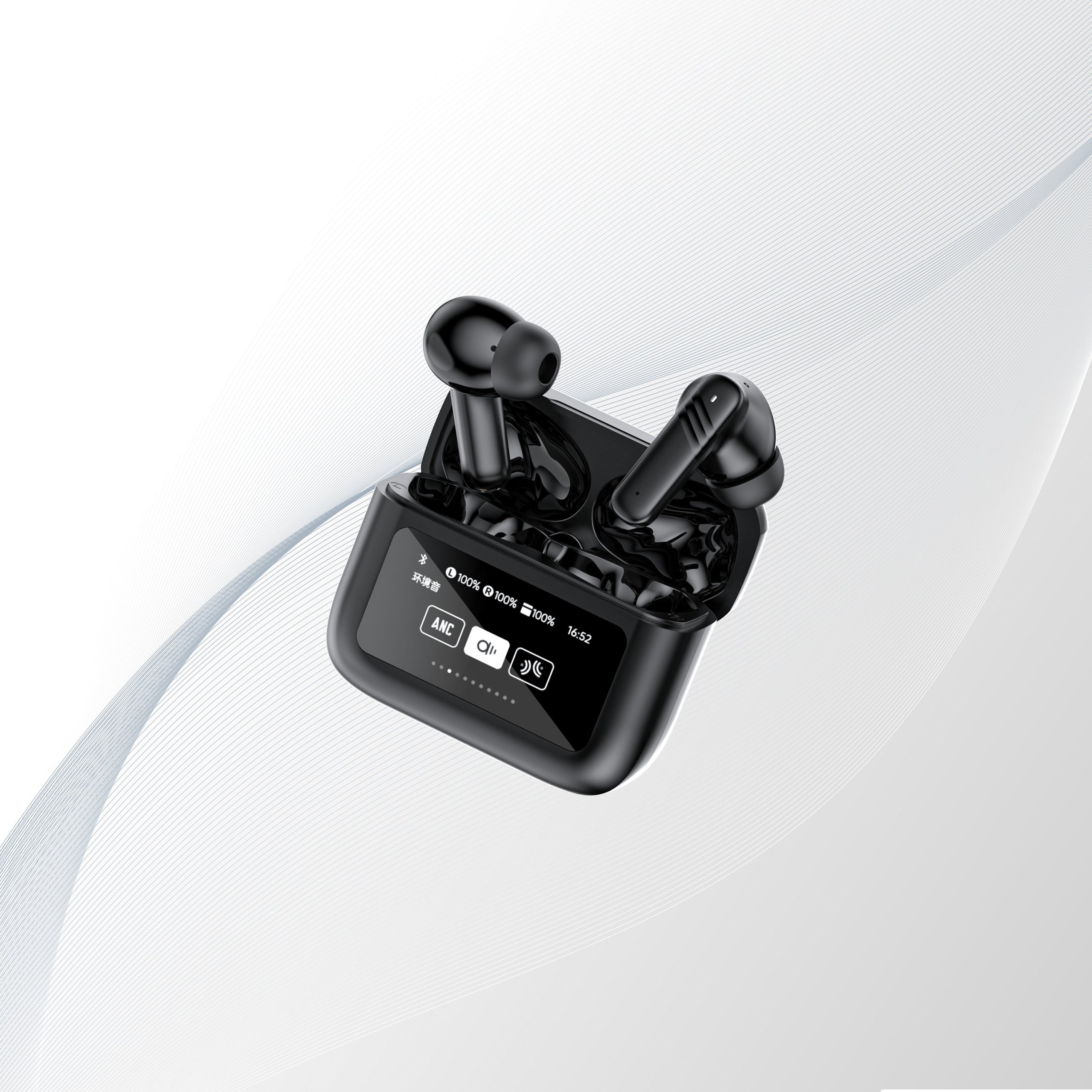 Lichip LX20 ANC Noise Cancelling earbuds HD Stereo Wireless In-Ear Headphone LX-20 Display LCD Touch Smart Screen Earphones