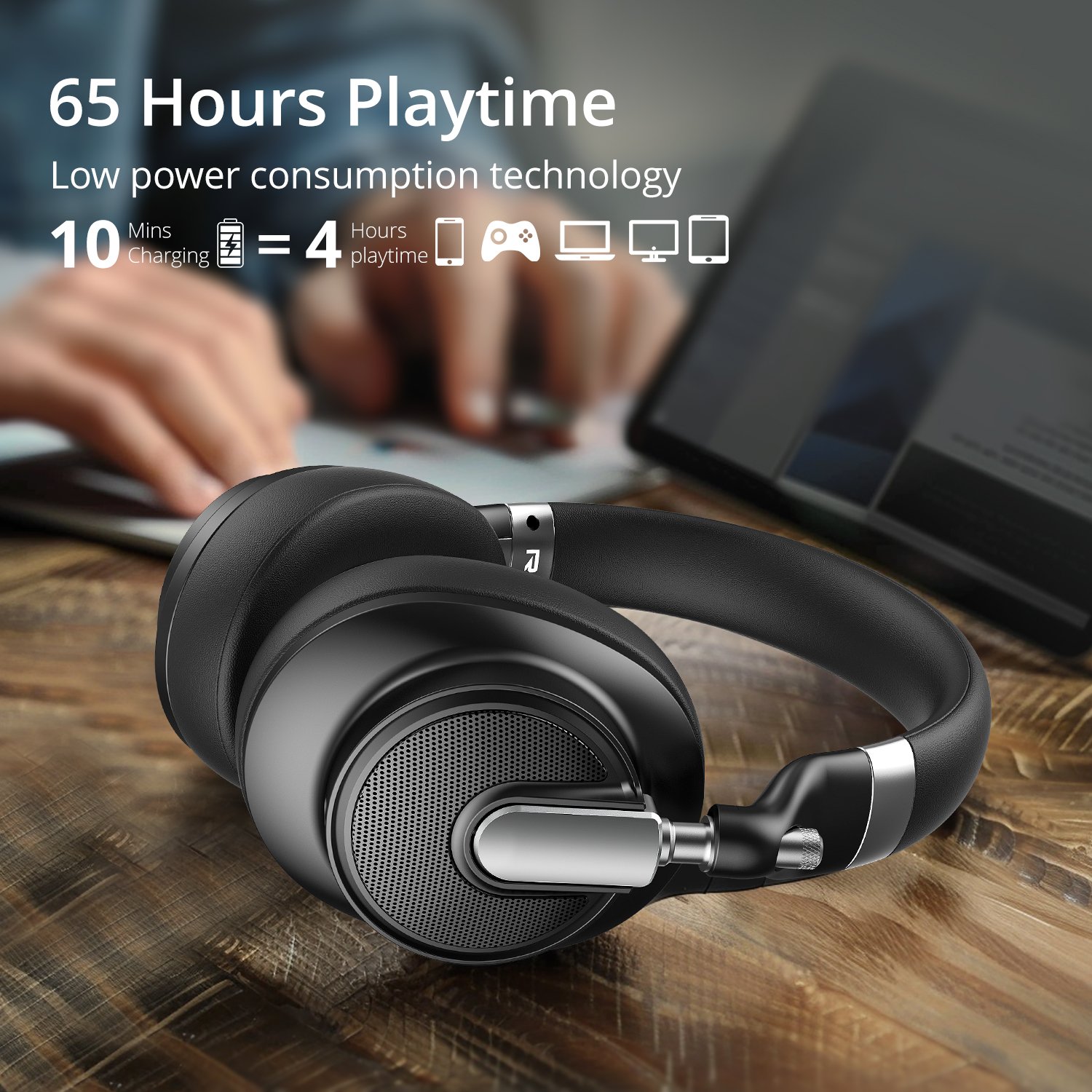 Teeline Original Best Foldable Headphones Wired Wireless Blue-tooth Over Ear Active Noise Cancelling Headset
