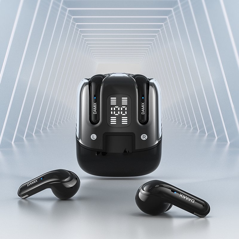 DX-16 LED Digital Display Couple Earphones Equipped with Two Pairs of Earbuds HIFI Sound Quality 360-Degree Surround Sound
