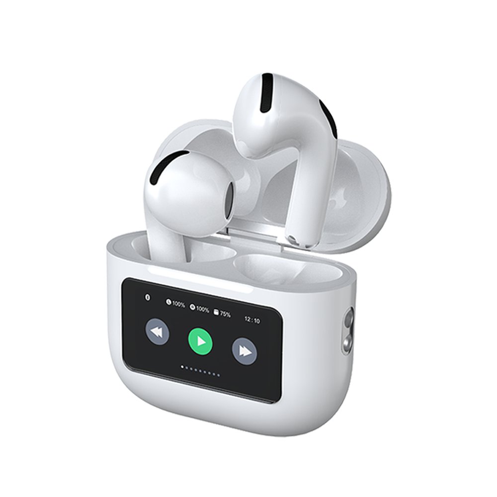 Maimi 2024 new hifi earphones touch screen lcd display bluetooth tws high quality enc noise cancelling wireless anc earbuds