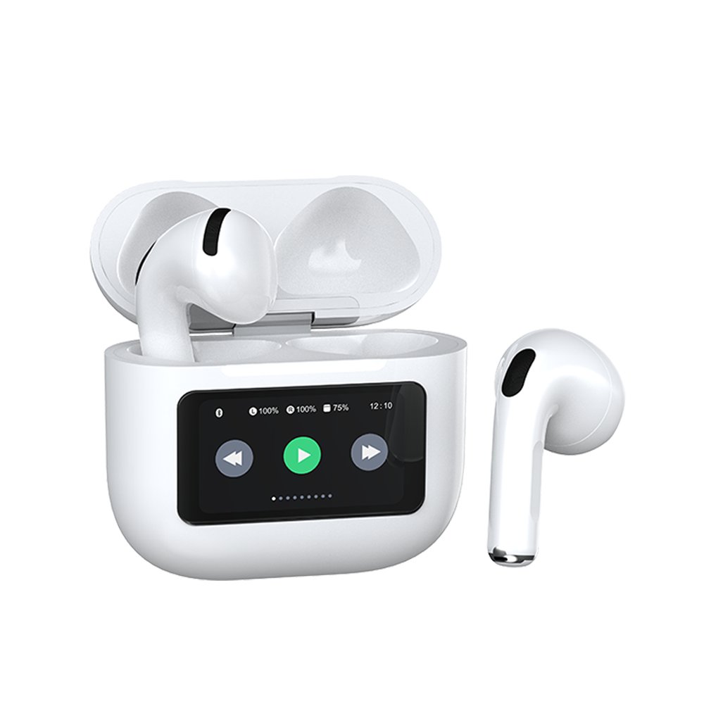 Maimi 2024 new hifi earphones touch screen lcd display bluetooth tws high quality enc noise cancelling wireless anc earbuds