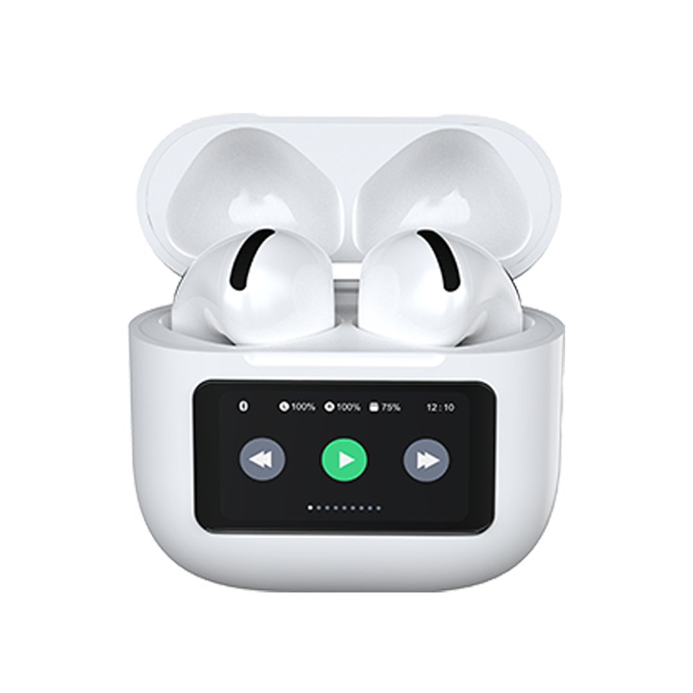 Maimi 2024 new hifi earphones touch screen lcd display bluetooth tws high quality enc noise cancelling wireless anc earbuds