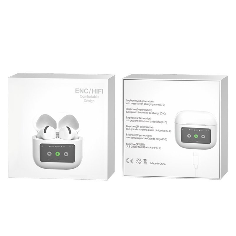 Maimi 2024 new hifi earphones touch screen lcd display bluetooth tws high quality enc noise cancelling wireless anc earbuds
