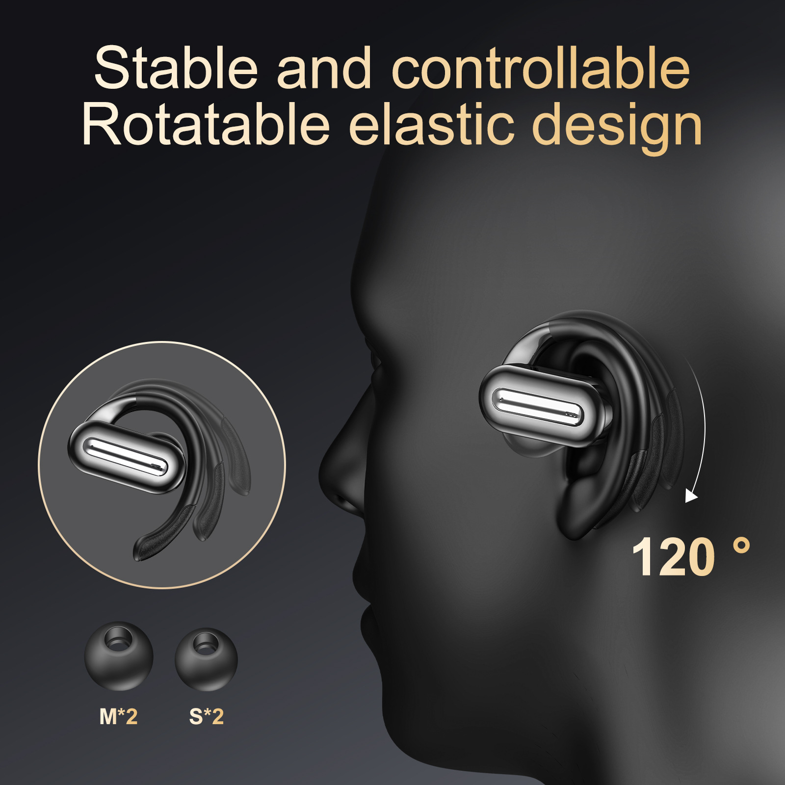 SP36 HIFI Stereo True Wireless Earphones Rotatable Ear Hook Sports Earbuds with Noise Cancelling and Dual Led Battery Display