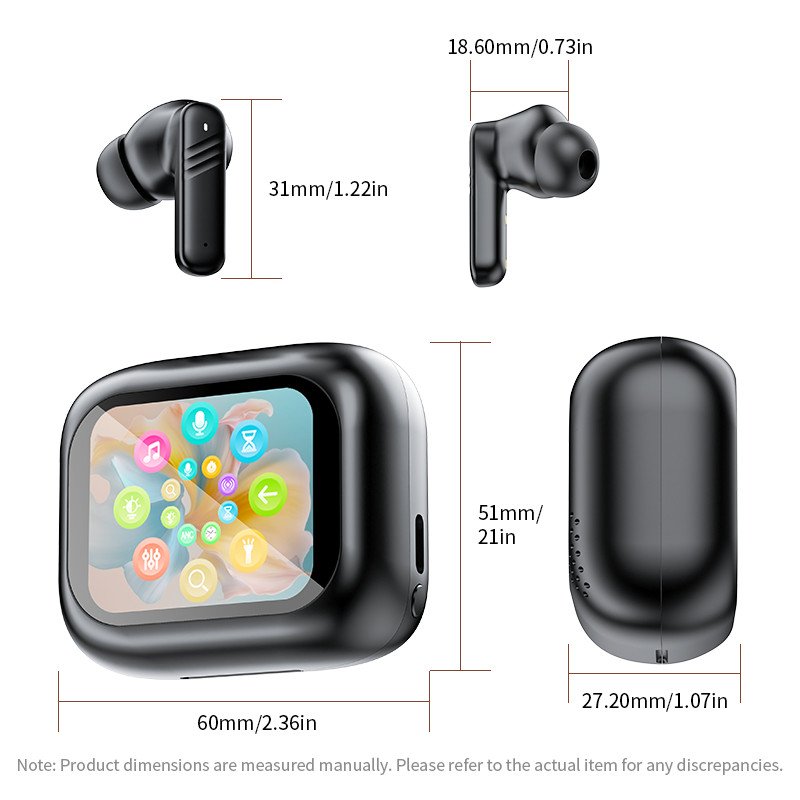 LX10 HiFi Headphone new design BT5.4 ANC ENC TWS earphone with digital LCD touch control screen wireless In-Ear Headphones LX-10