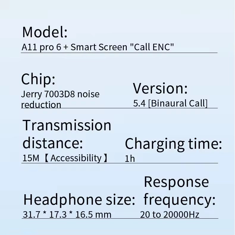A11 Pro LCD Display Screen Wireless TWS A9PRO A10PRO Earbuds ENC Active Noise Reduction bt5.4 Headset Earphone A11Pro