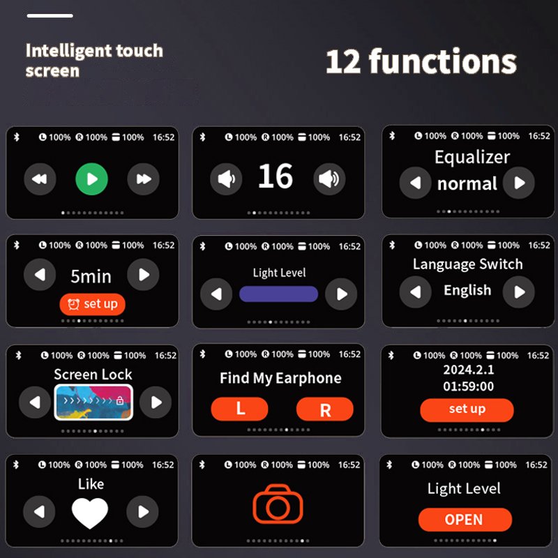 Newest LCD TouchScreen Wireless Earphone Noise Cancelling Tws Earphones & Headphones True Stereo ANC Wireless Bluetooth Headsets