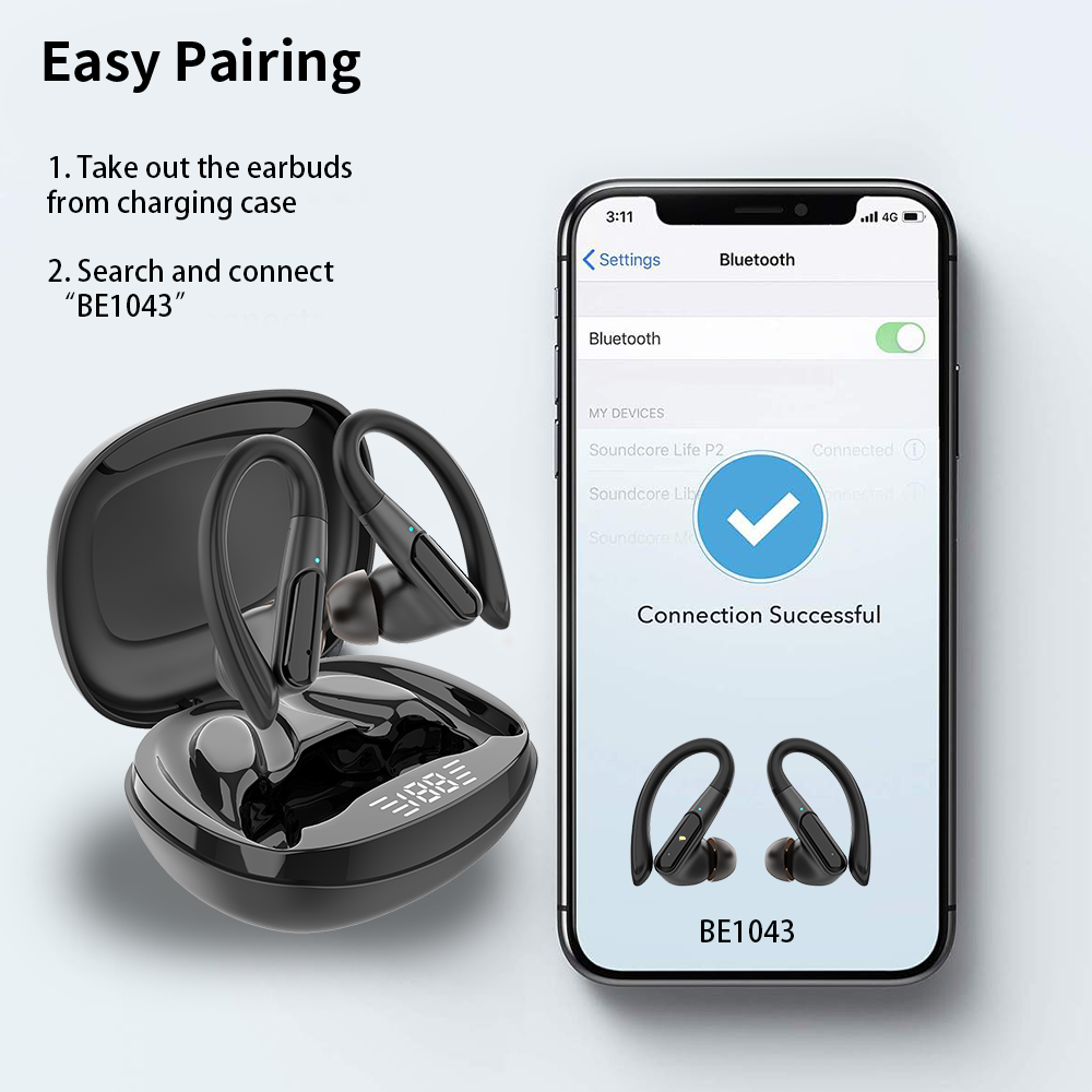Kinlan Factory Outlet Gaming True Wireless Earbuds Detachable Ear Hook Headphones TWS Headsets Waterproof Bluetooth Earphones