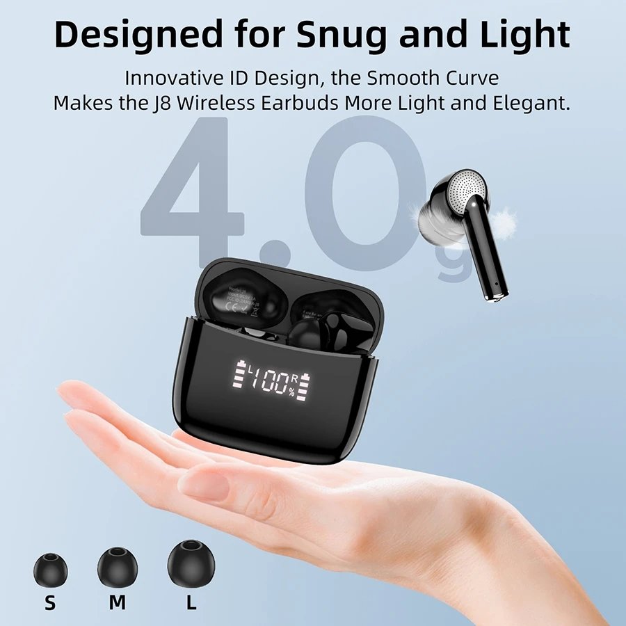 J8 Pro TWS Wireless Earbuds BT Earphone ANC+ENC Active Noise Cancelling HD Calls Low Latency Gaming Headphones Earphones