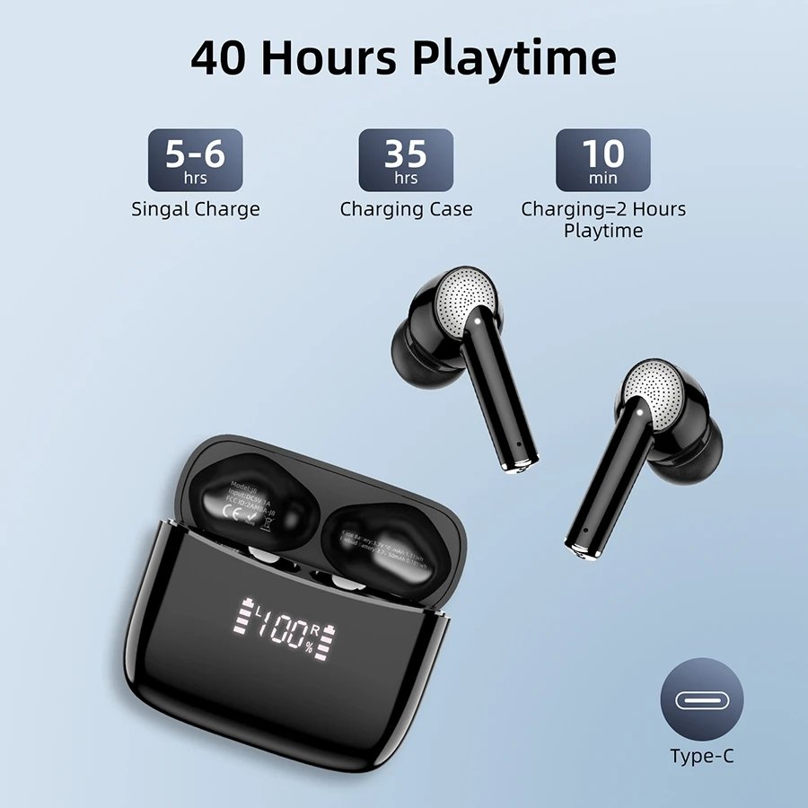 J8 Pro TWS Wireless Earbuds BT Earphone ANC+ENC Active Noise Cancelling HD Calls Low Latency Gaming Headphones Earphones