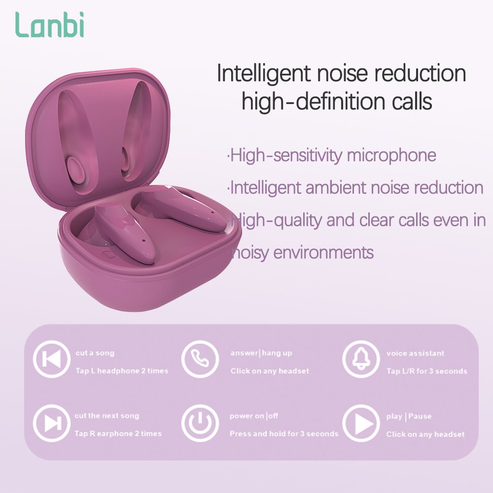 Lanbi Newest ANC ENC Earbuds BT 5.3 Waterproof Sports ANC Noise Cancelling Earphones TWS True Wireless Earbuds