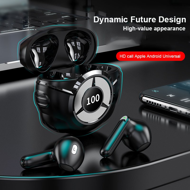 Touch Control Wireless Digital Display Noise Cancelling earphone Handsfree Headset True Wireless Sports Stereo Headphone