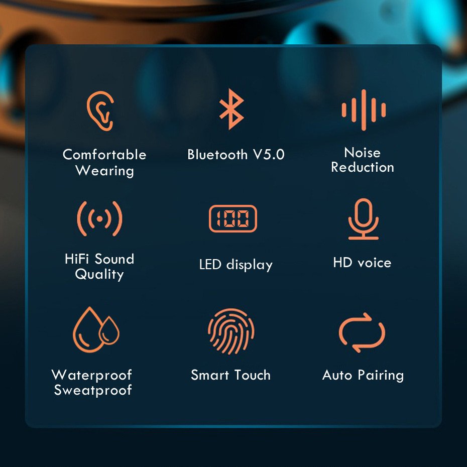 TWS F9-5C Gaming auriculares Earphones In Ear Sport Noise Cancelling Earbuds Wireless stereo Earphone wtih Microphone